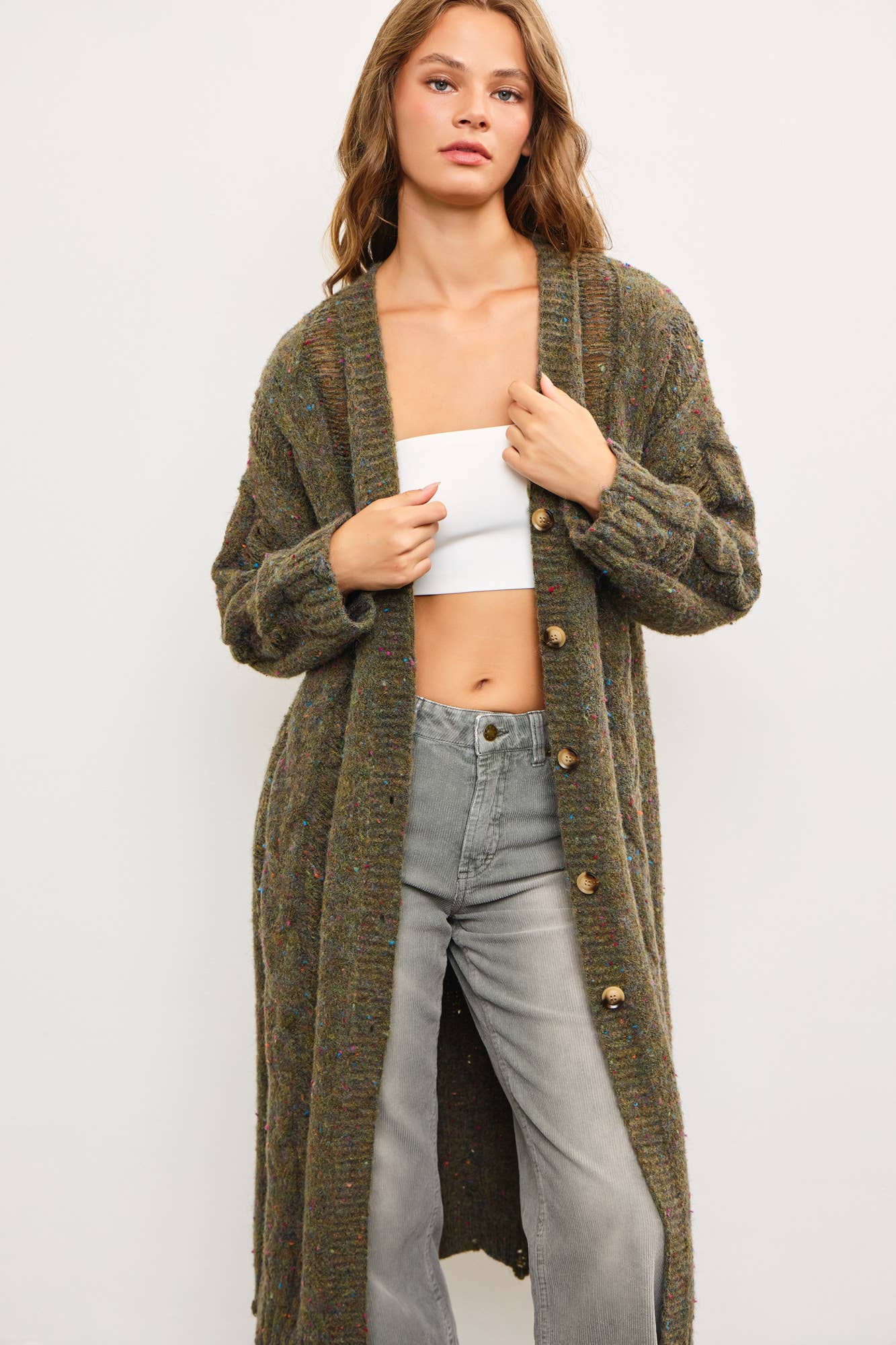 Cornelia Long Cardigan- Wheat