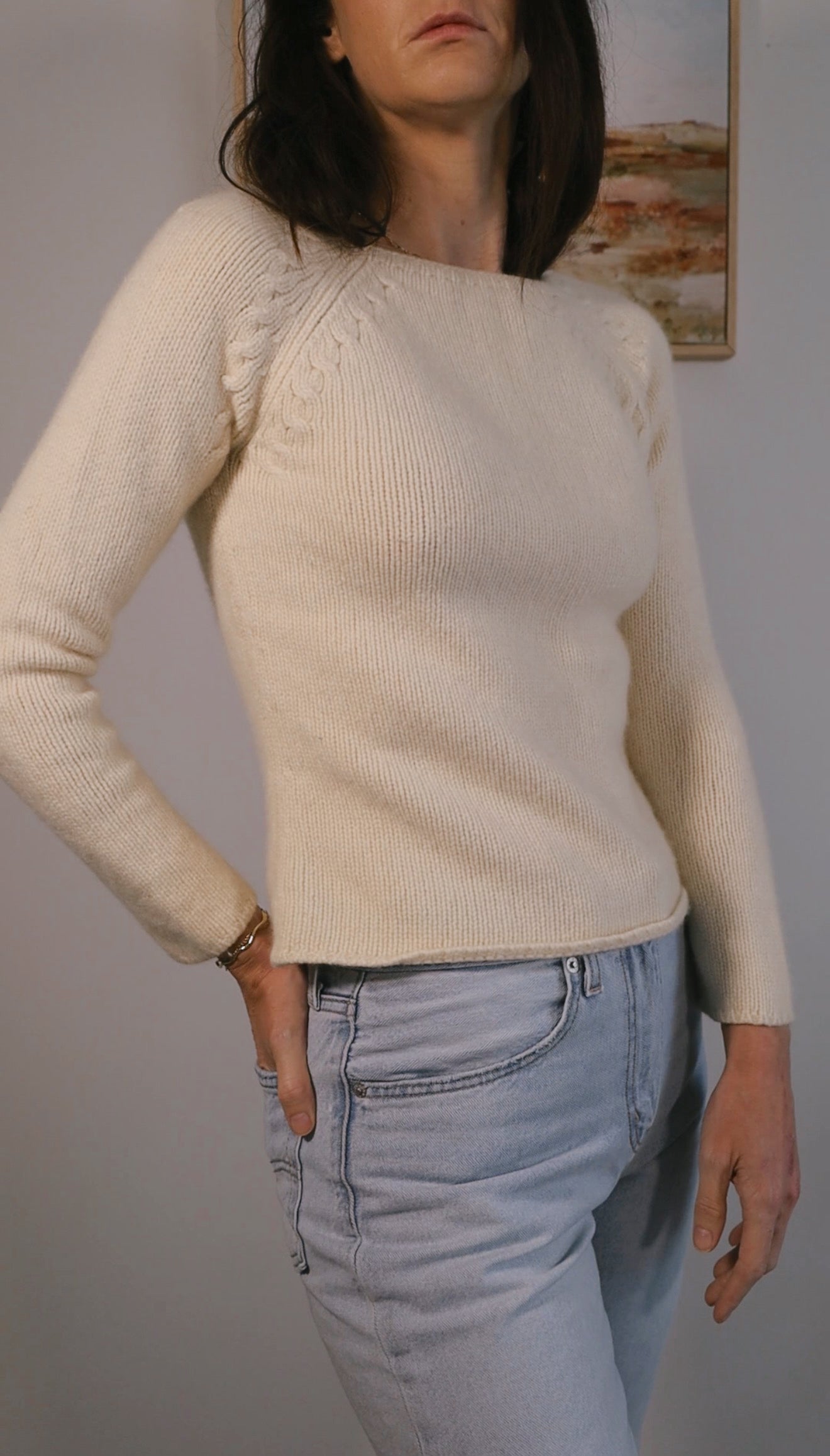 Vintage Ann Taylor Cashmere Cropped 3/4 Sleeve