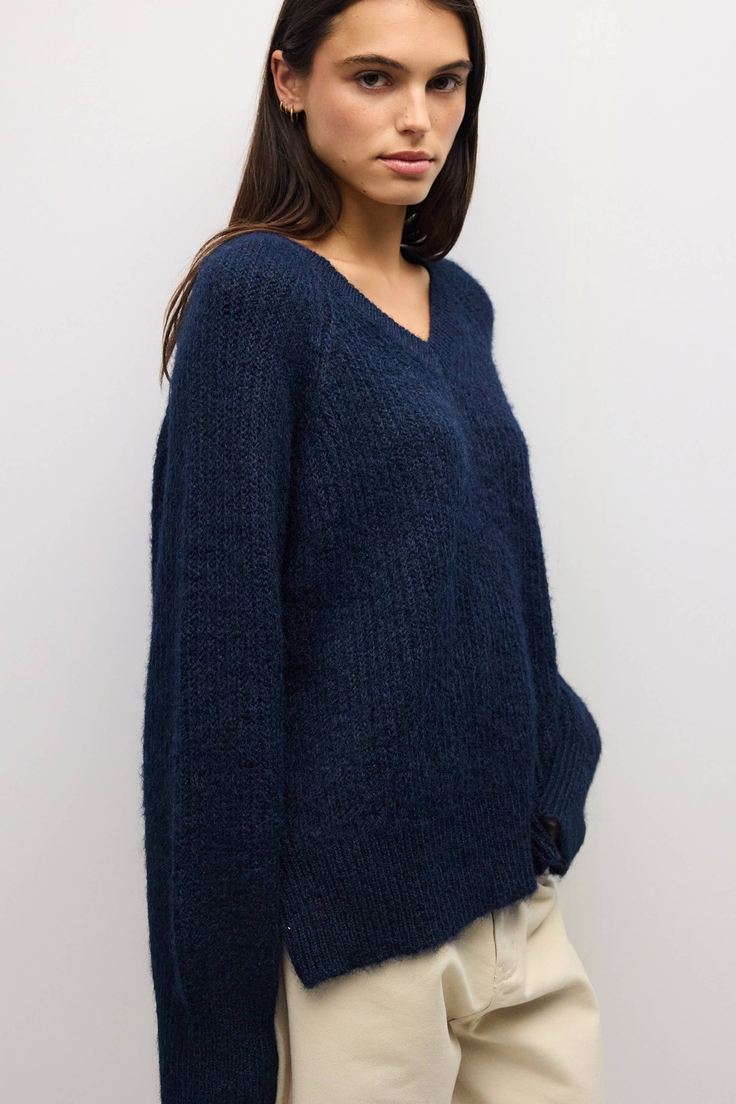 Orla Navy Oversized V-Neck Sweater