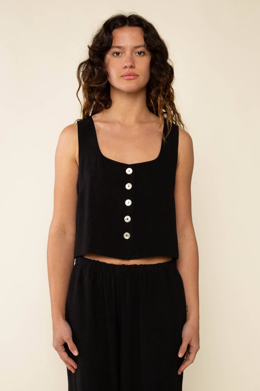 Winslet Square Neck Linen Vest