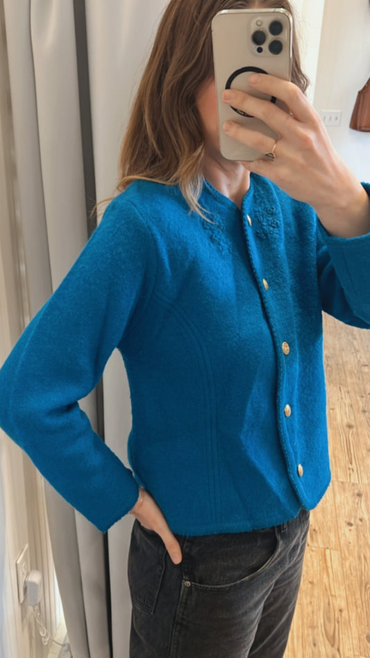 100% Wool Pendleton Royal Blue Cardigan