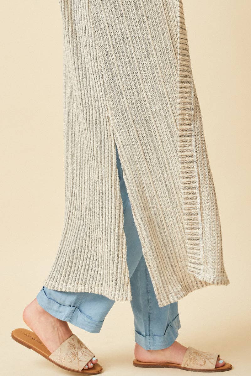 Sinclair Textured Stripe Loose Knit Duster