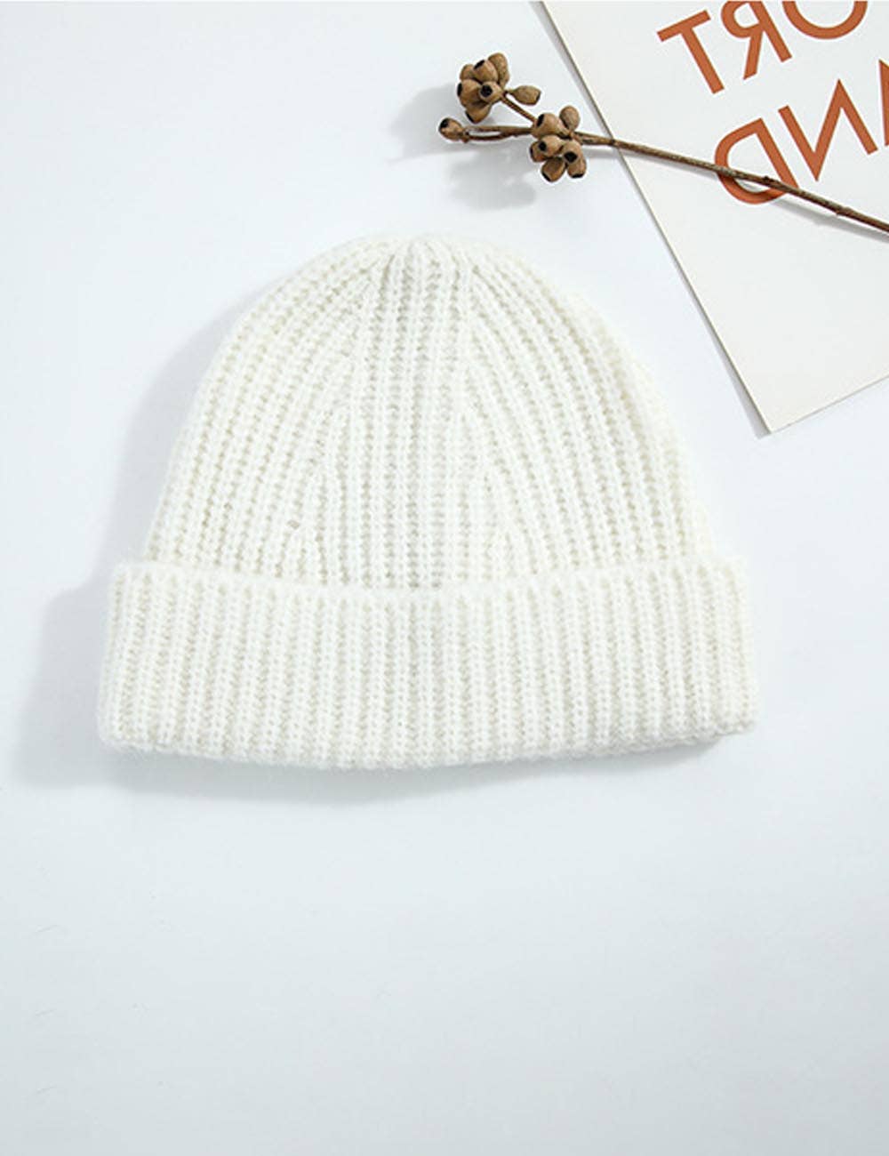 Coffee Simple Ribbed Cuffed Knit Beanie