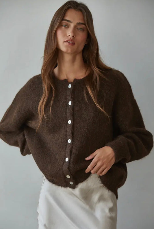 Caroline Chocolate Knit Eco Friendly Cardigan