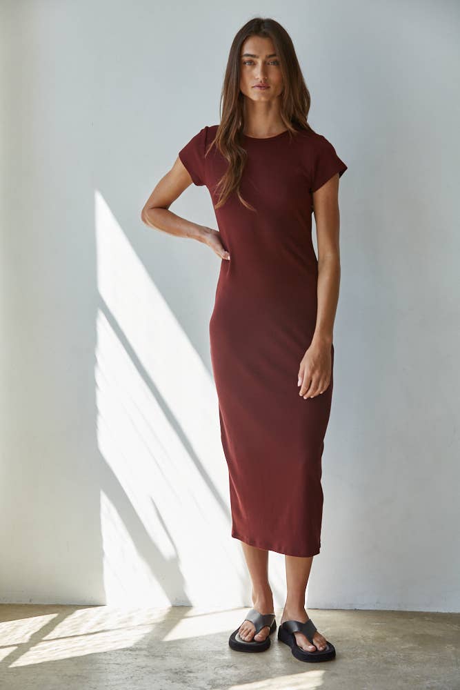 Kelly Classic Knit Rayon Spandex Tee Midi Dress