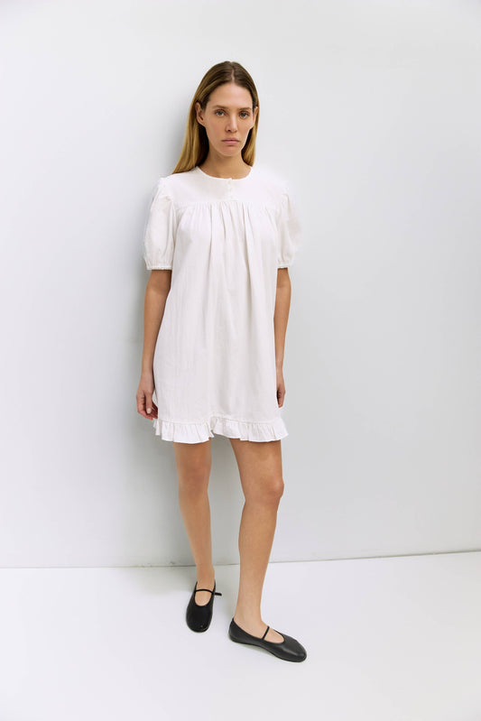 The Frankie Babydoll Ruffle Dress - White