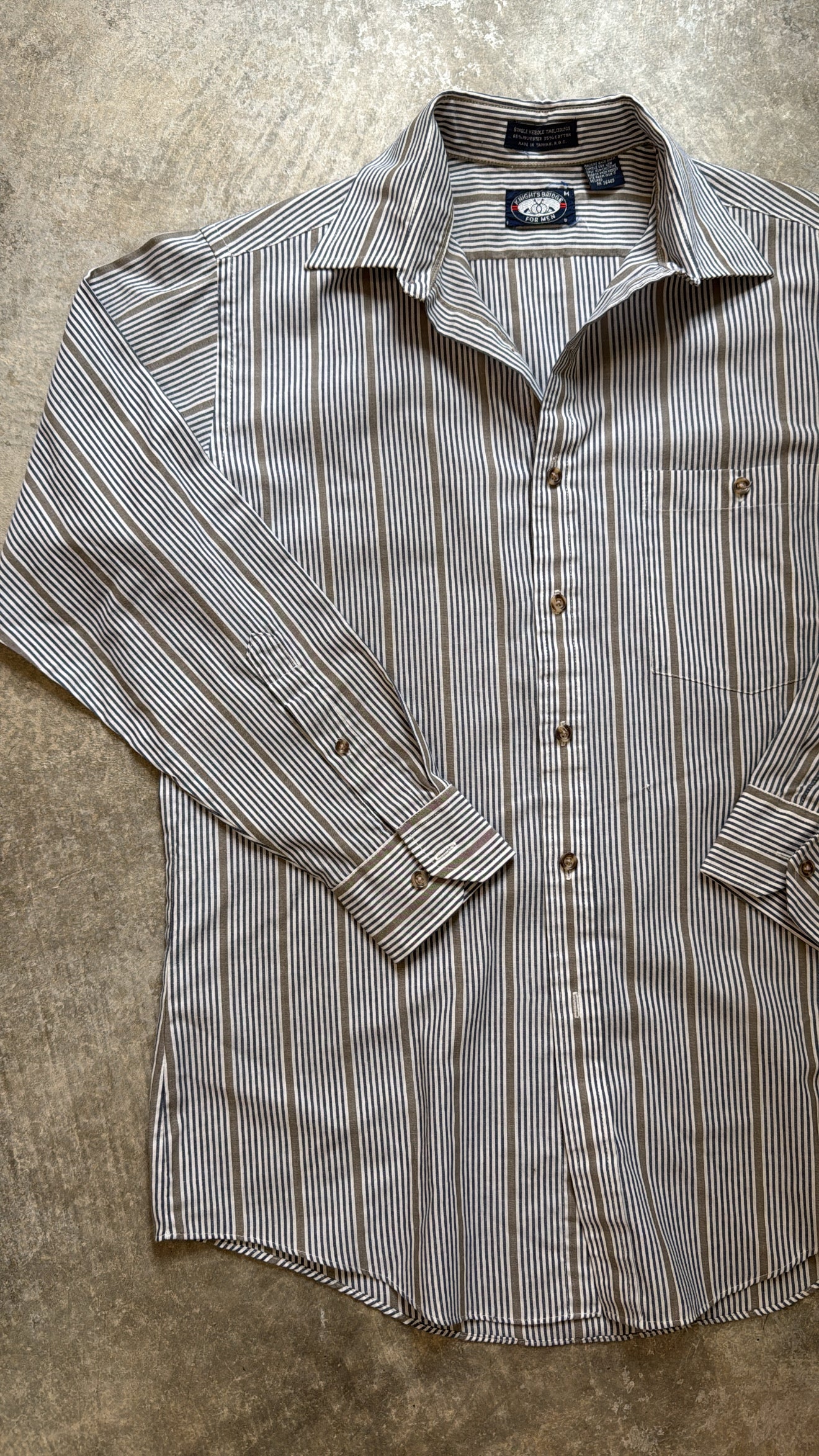 Vintage Navy & Brown Cotton Blend Button up