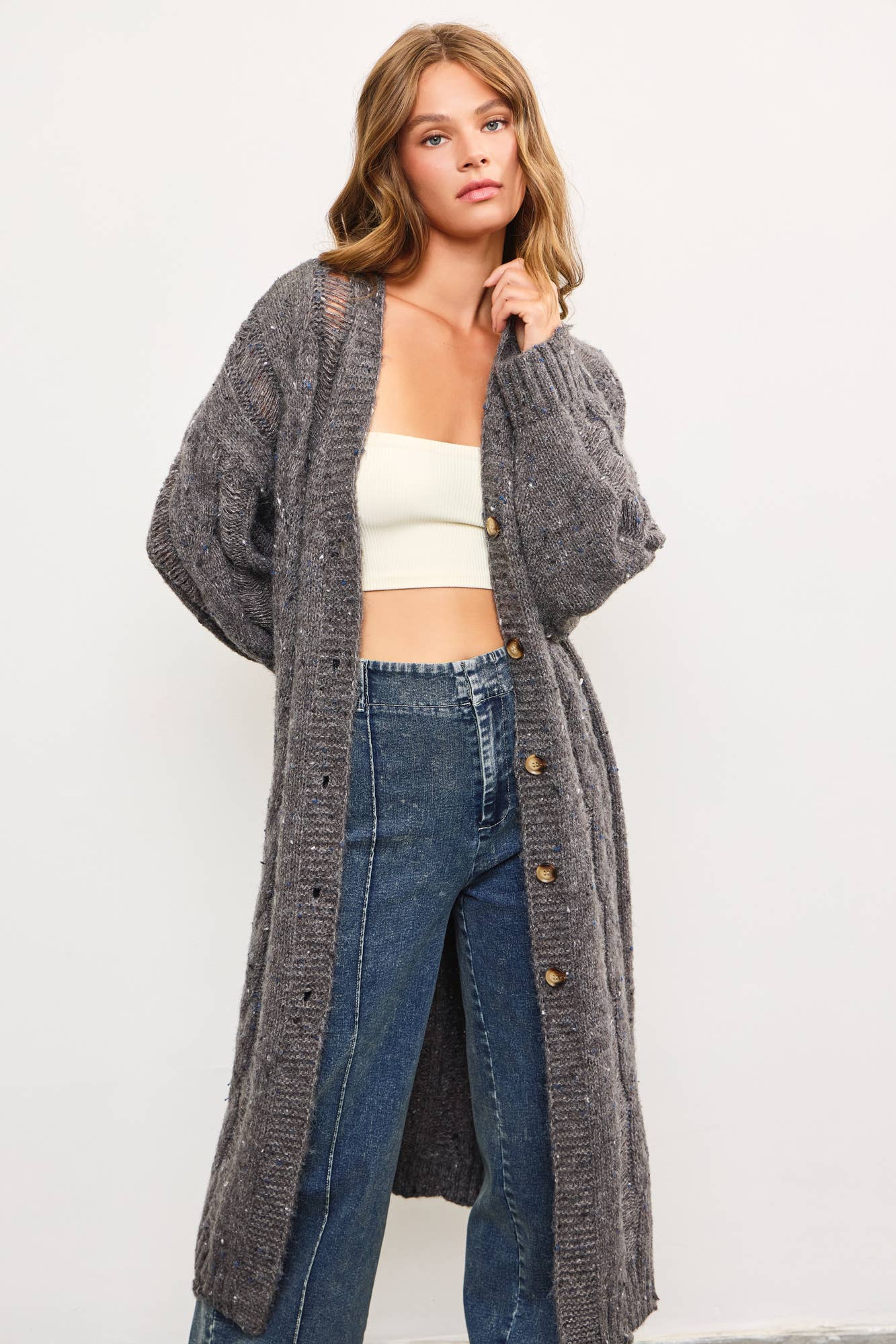 Cornelia Long Cardigan- Wheat