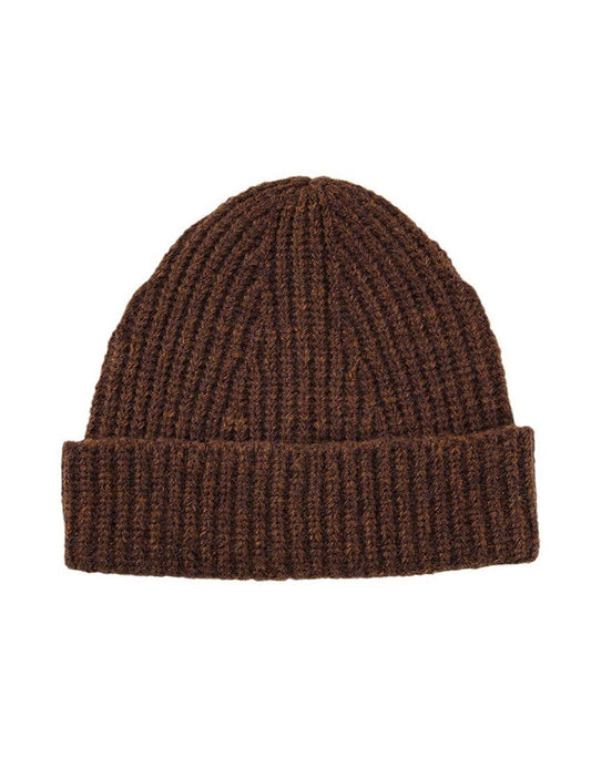 Coffee Simple Ribbed Cuffed Knit Beanie