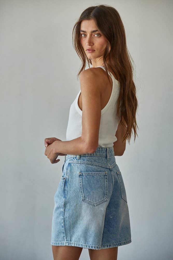 Knit Cotton Ribbed Round Neck Tank Top