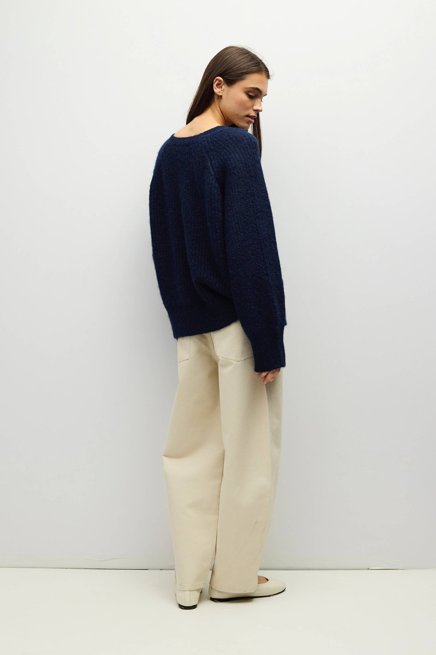 Orla Navy Oversized V-Neck Sweater