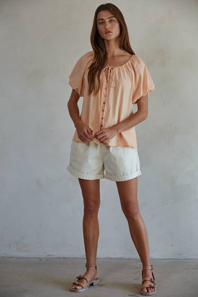 Sera Woven Cotton Nylon Top