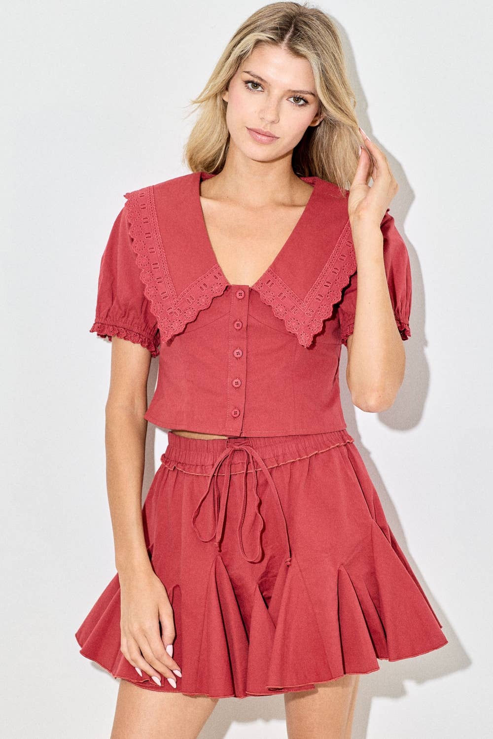 Kiera Peter Pan Collar Cropped Top