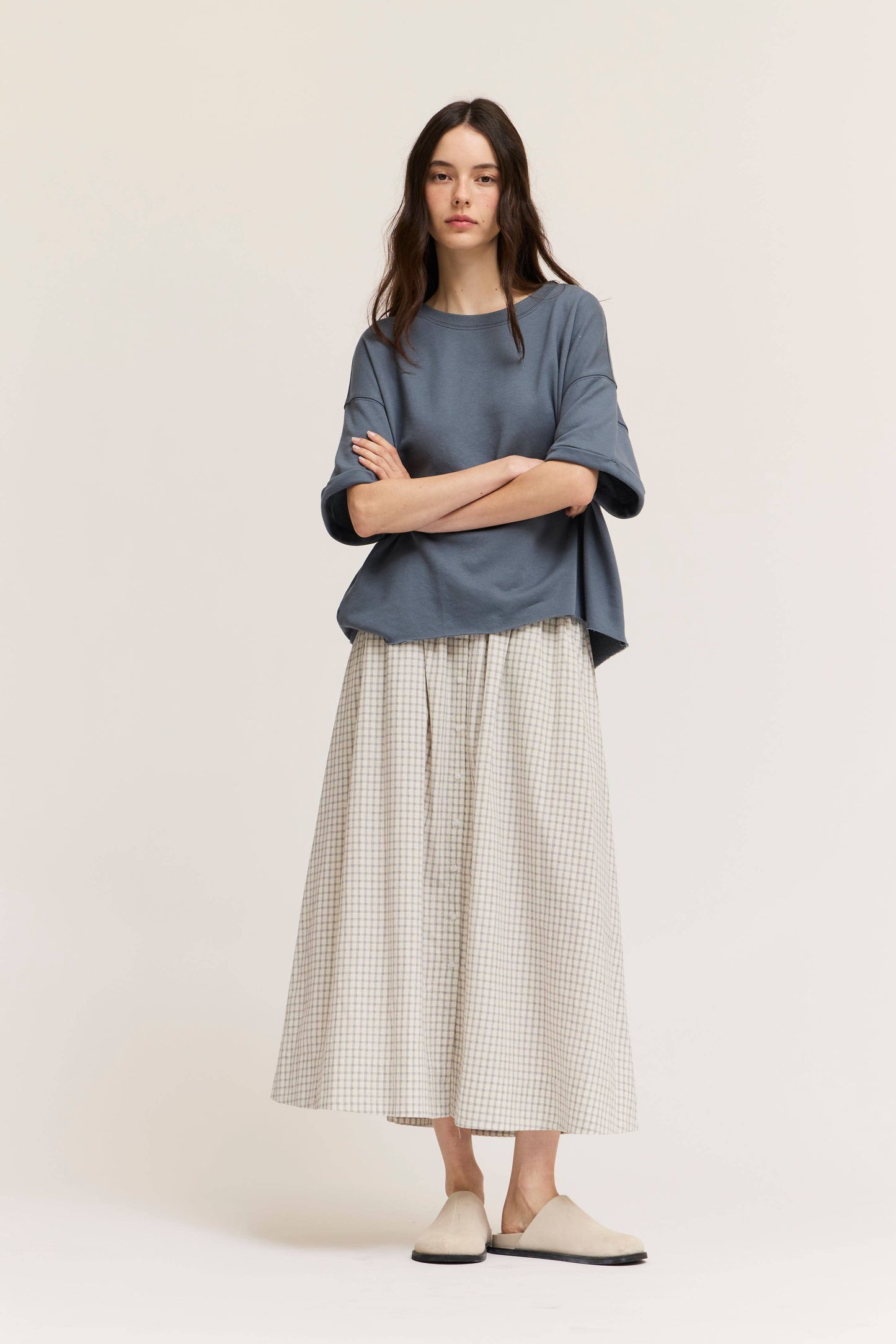Wrenly Plaid Button Down Skirt