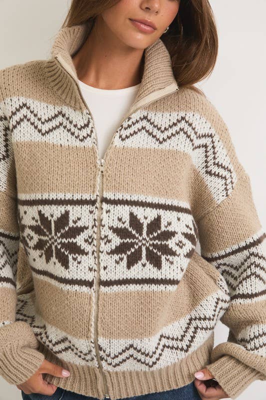 Snowdrift Knit Sweater Jacket: Multi