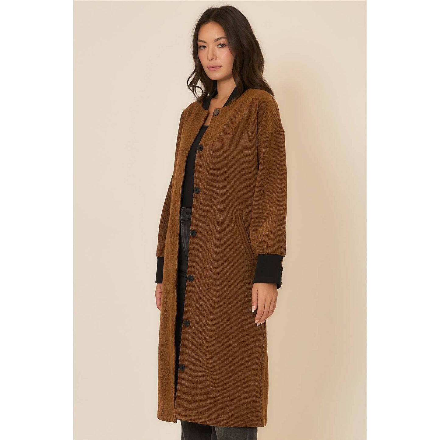 Joann Corduroy Button Up Long Coat