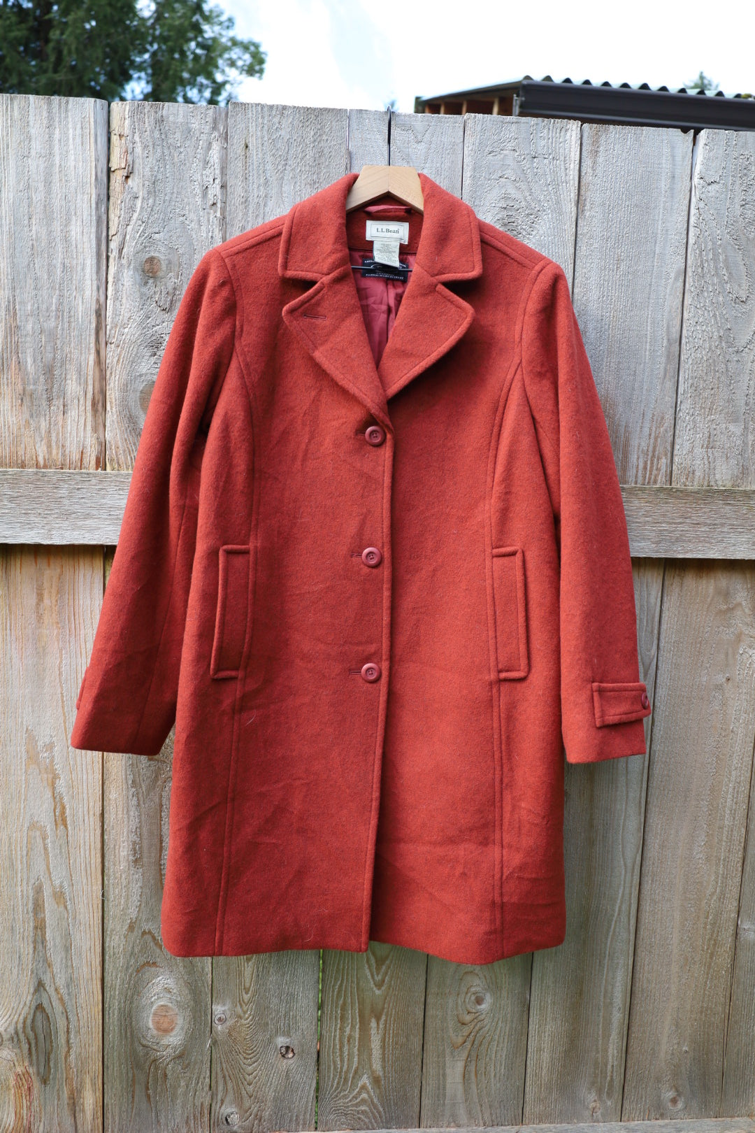 Vintage Terracotta LL Bean Wool Trench