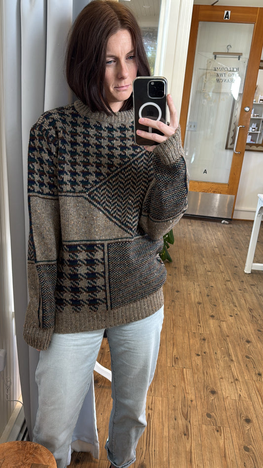 Vintage 70’s Shetland Wool Abstract Sweater