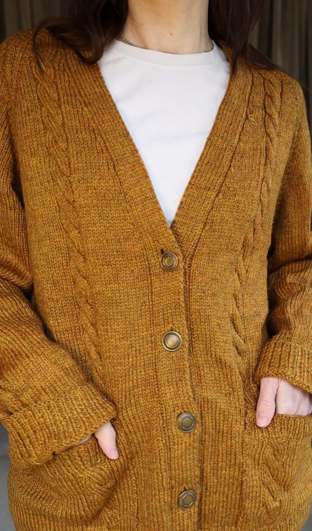 Vintage Wool Mustard Cardigan Sweater