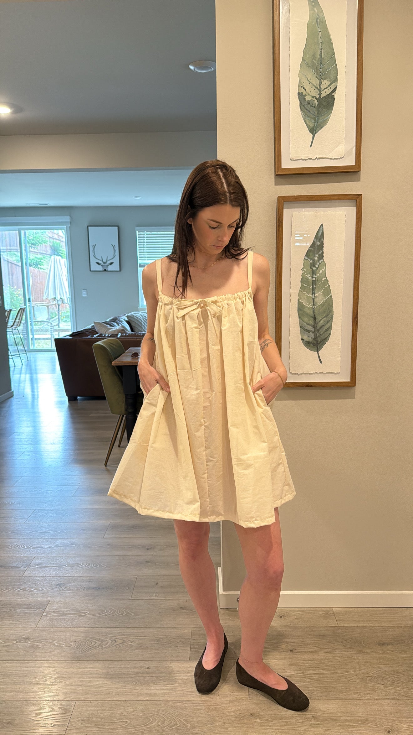 Eloise Short Bow Dress in Milk