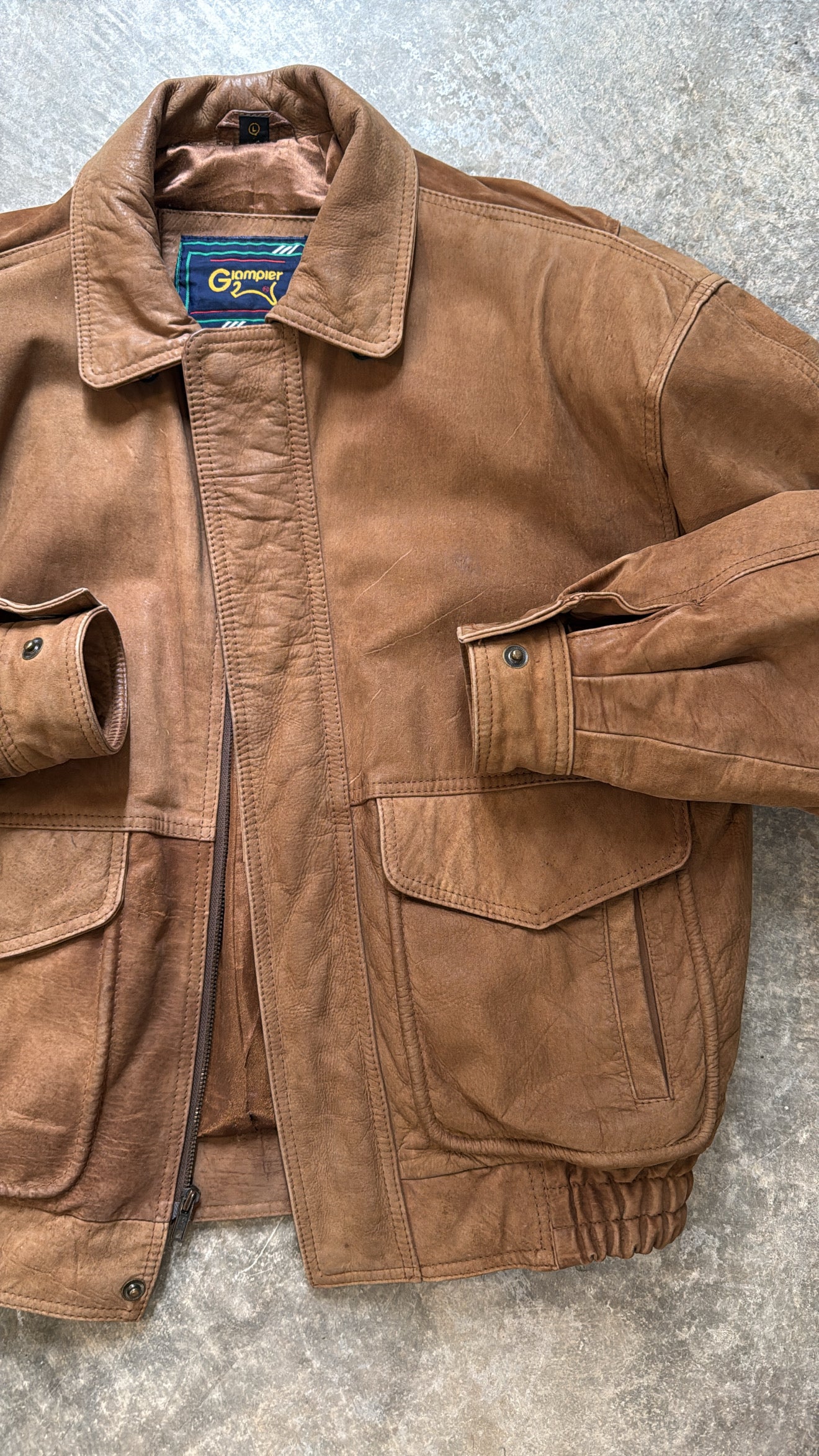 Vintage Brown Suede Bomber Jacket
