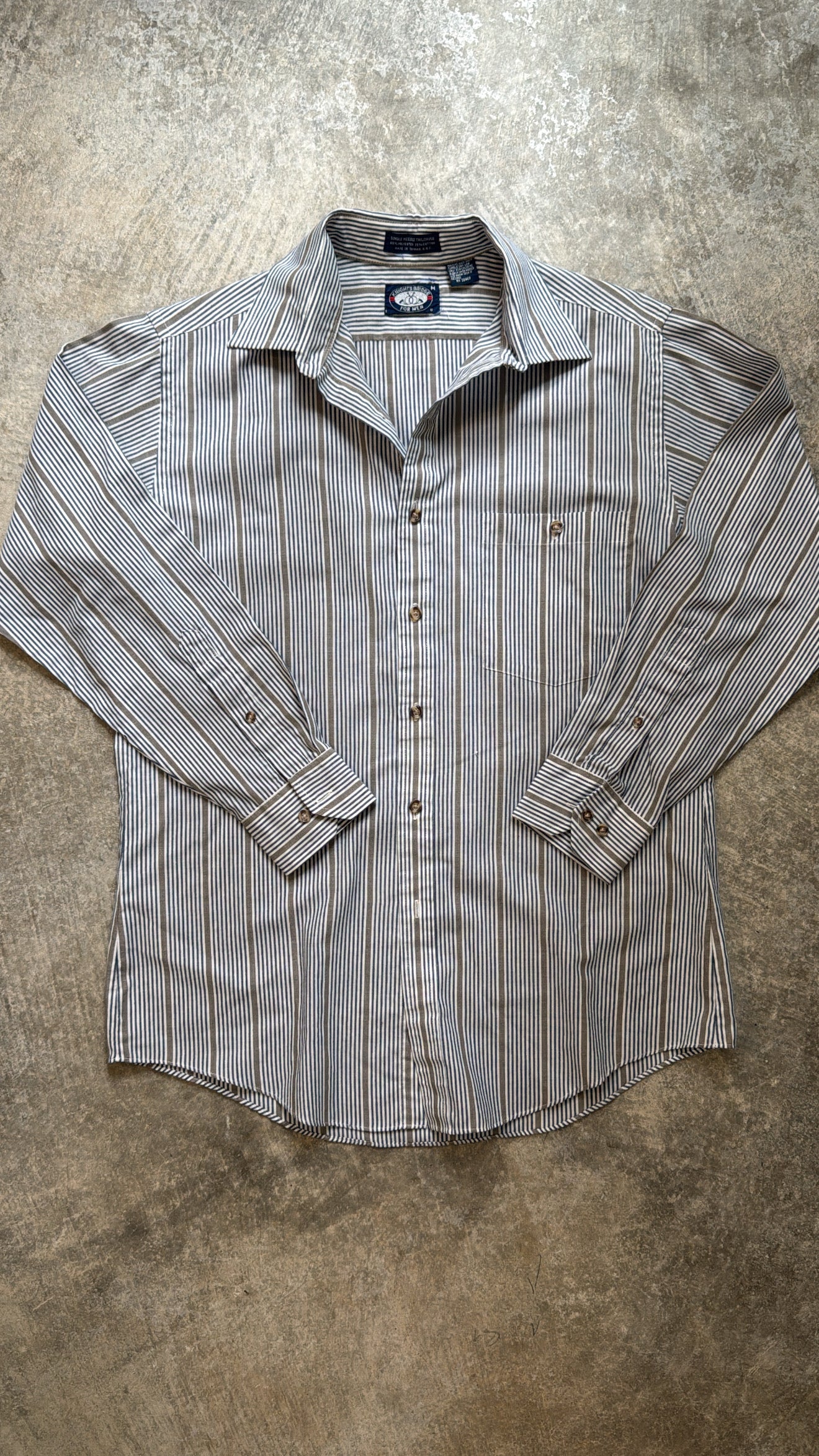 Vintage Navy & Brown Cotton Blend Button up