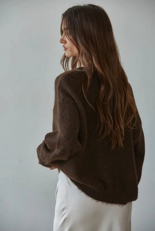 Caroline Chocolate Knit Eco Friendly Cardigan