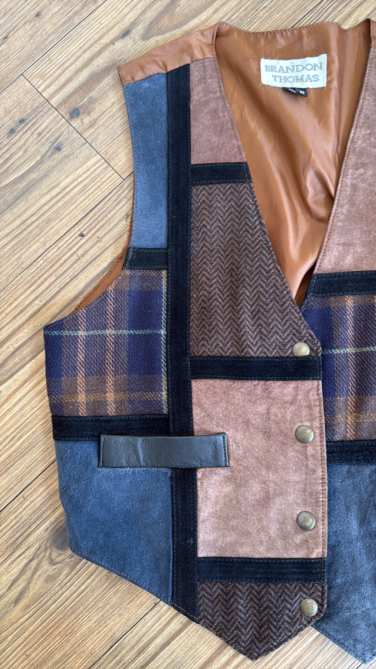Vintage 90’s Patchwork Suede/Denim Vest
