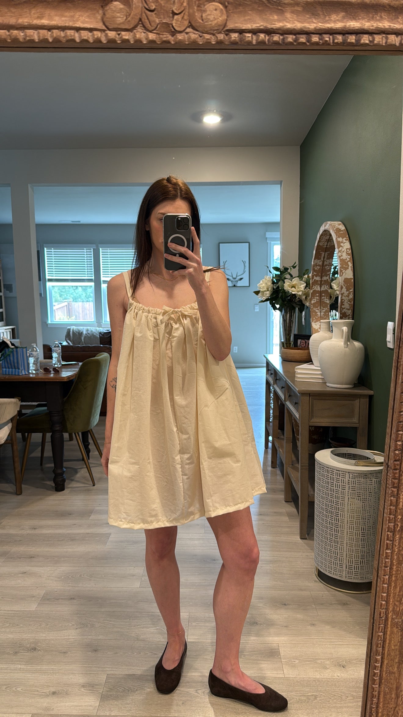 Eloise Short Bow Dress in Milk