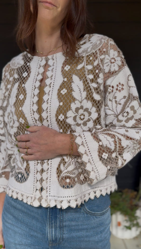 Signature 3/4 Sleeve Floral Cardigan