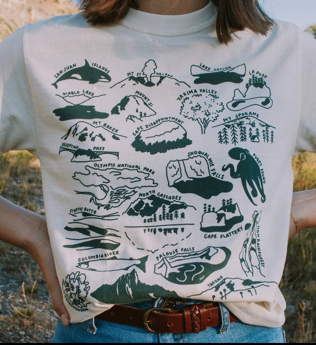 Washington Scenic Location Souvenir Cotton Tee Shirt