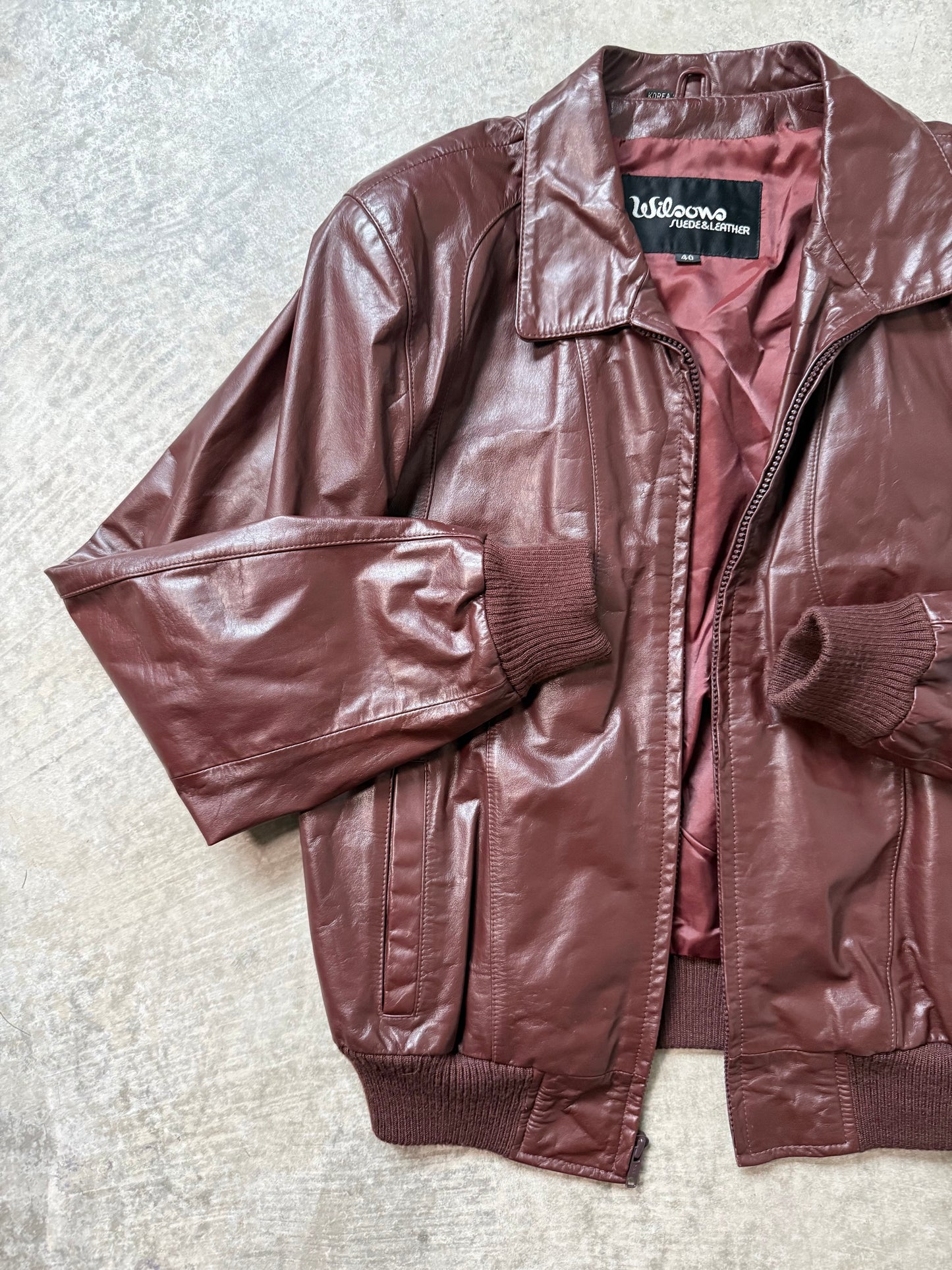 Vintage Leather Dark Cherry Bomber