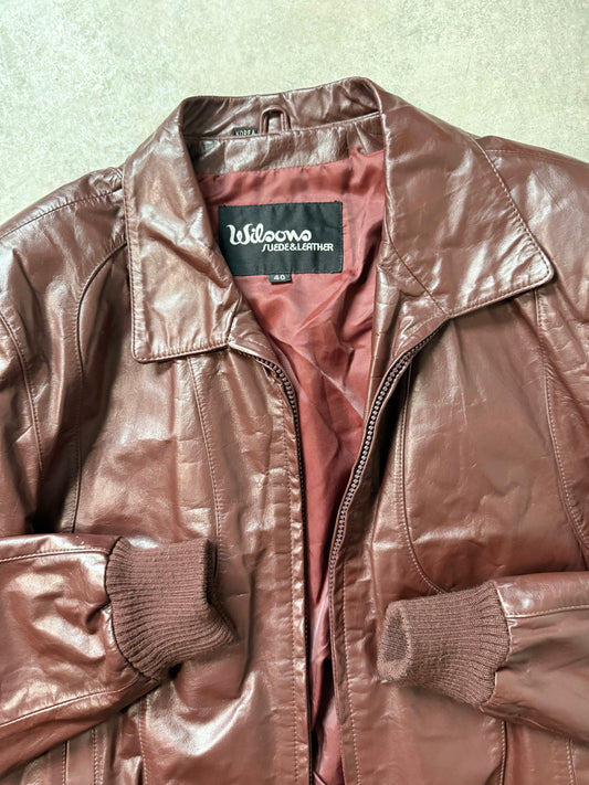 Vintage Leather Dark Cherry Bomber