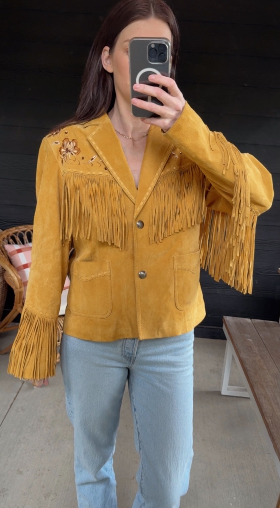 Vintage Geniune Leather Suede w/ Fringe