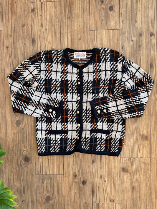 Vintage 80’s Plaid Acrylic Cardigan