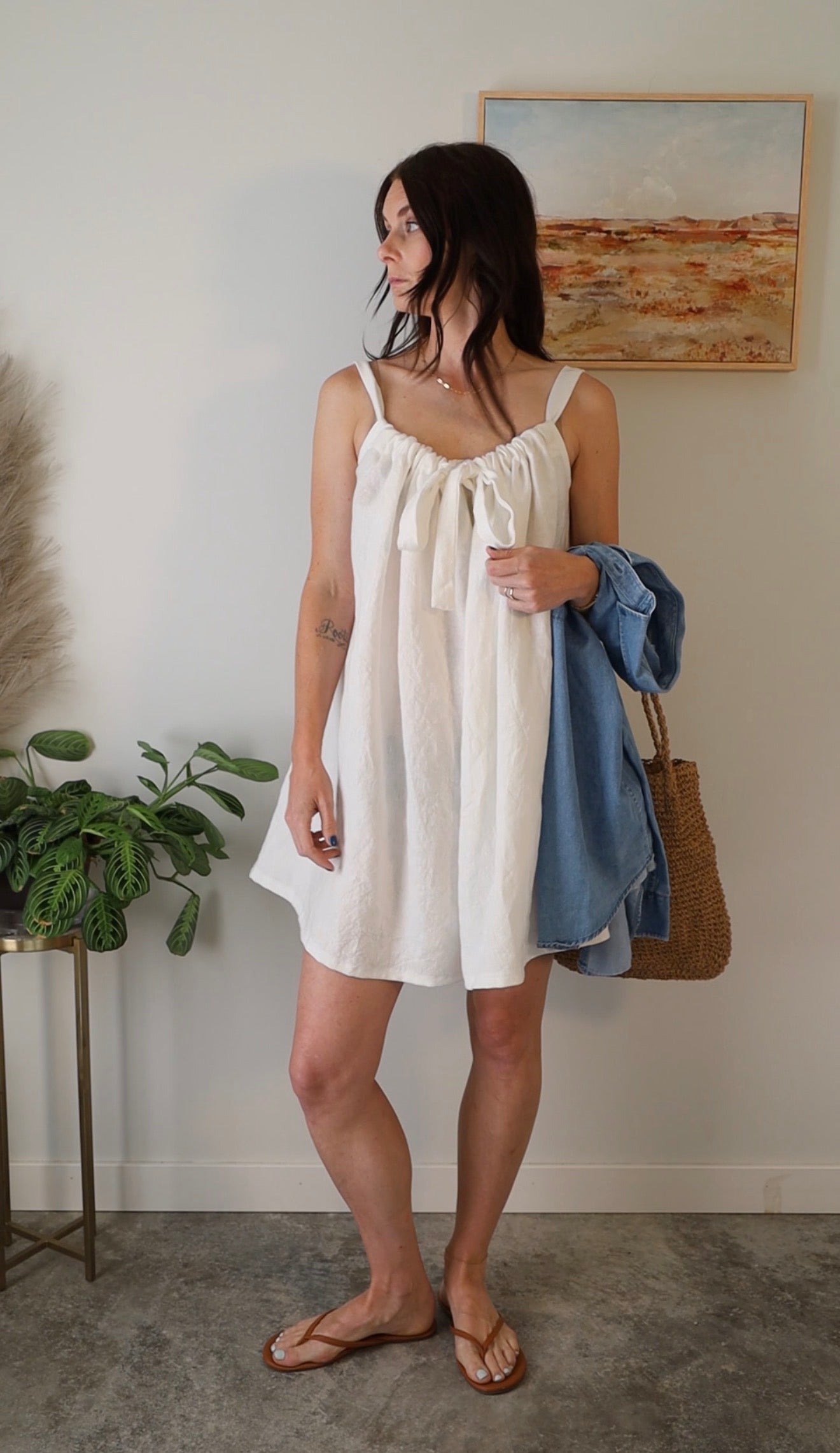 Eloise Short Bow Dress in Milk