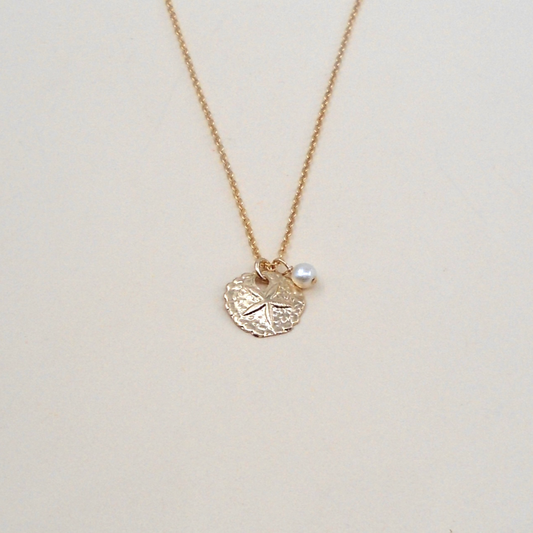 Sand Dollar & Pearl Gold Necklace