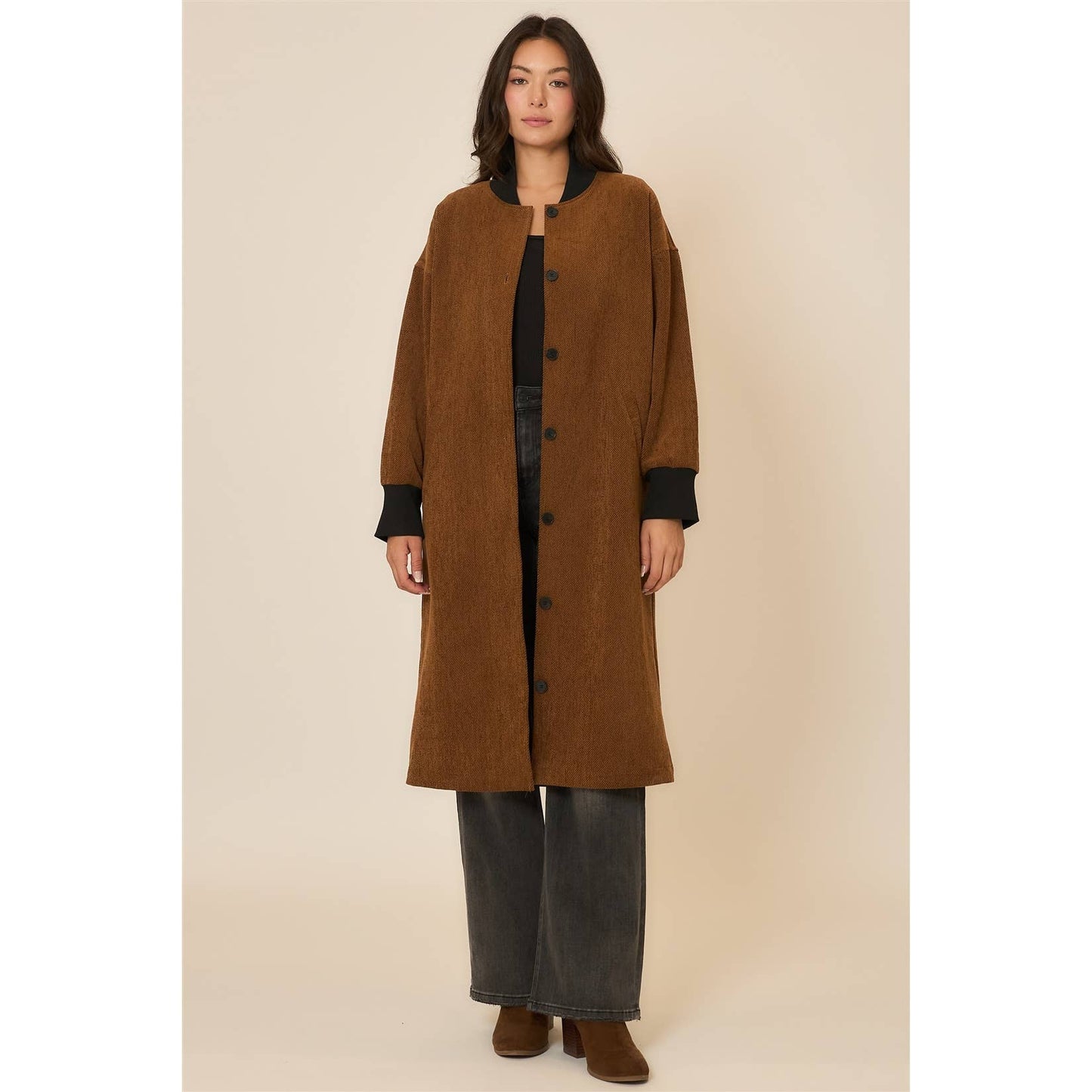 Joann Corduroy Button Up Long Coat