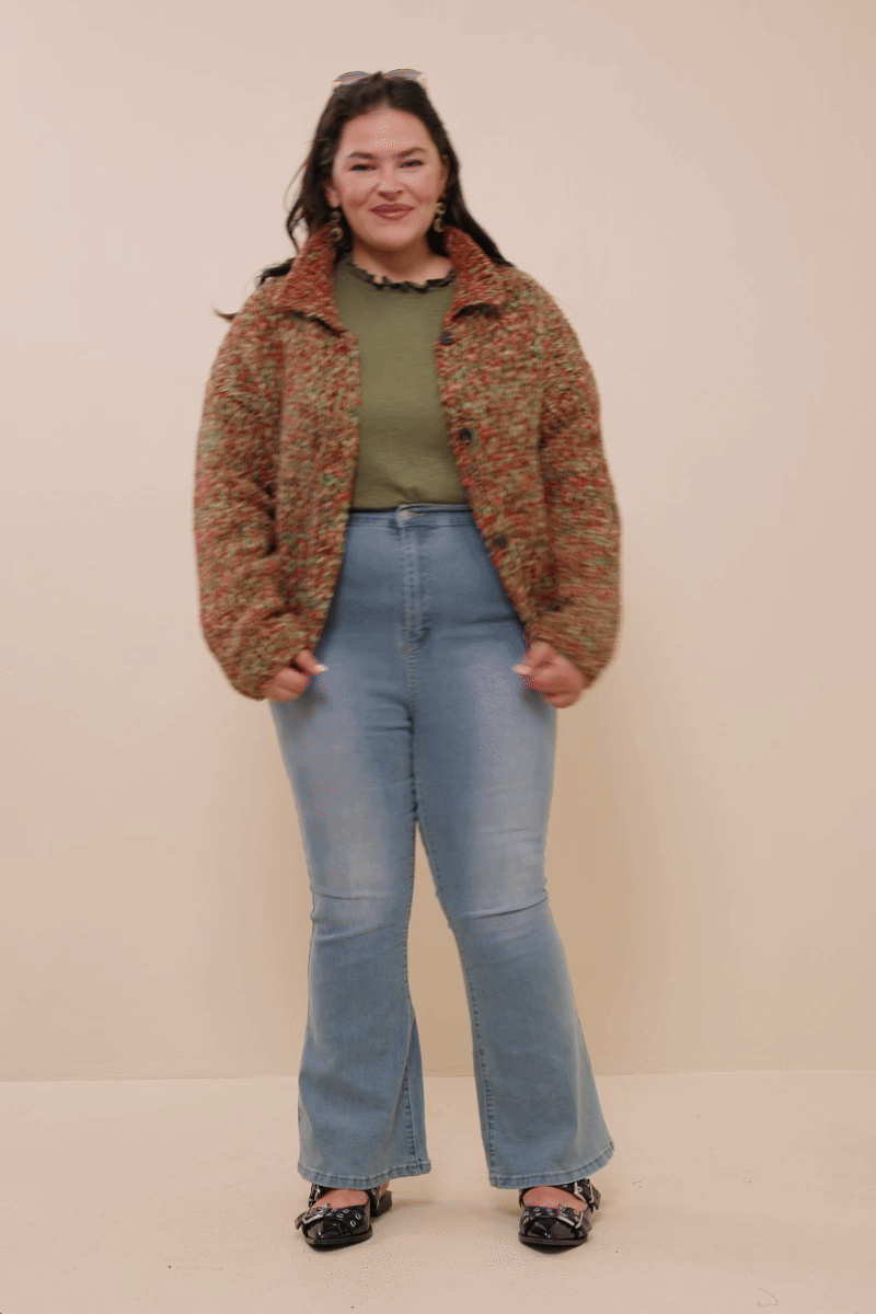 Eunice Multicolor Yarn Chunky Cropped Sweater Cardigan