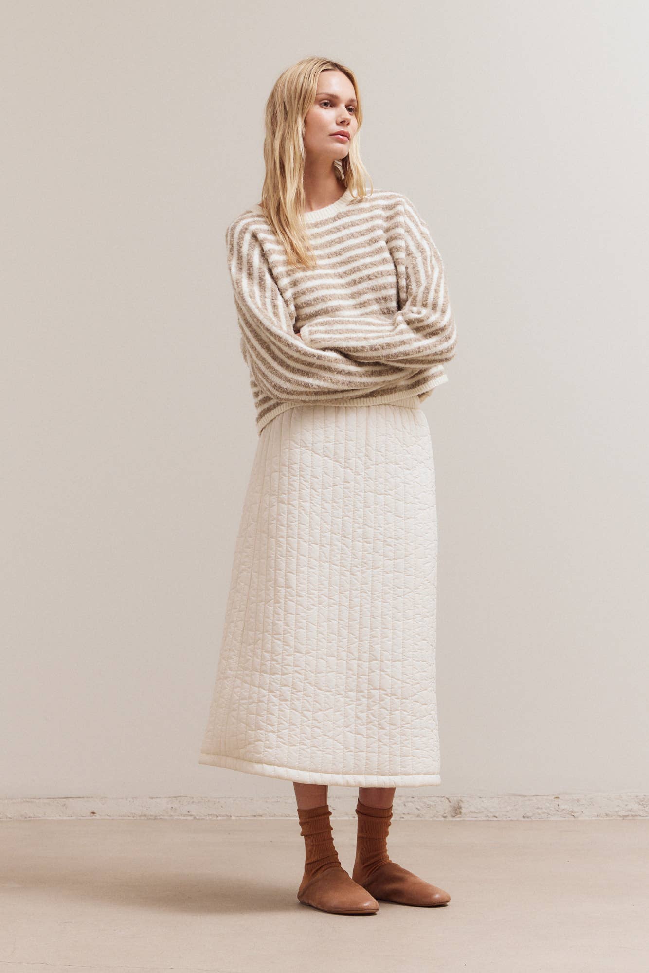 Frida Ivory & Chai Striped Sweater