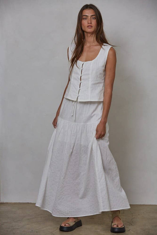 Presley Cotton Waist Tie Maxi Skirt