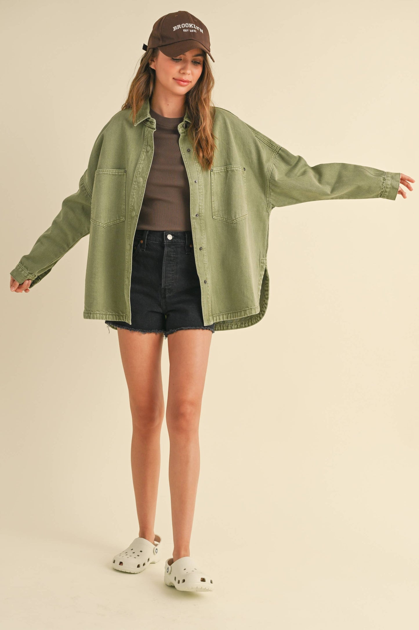 Military Green Denim Shacket