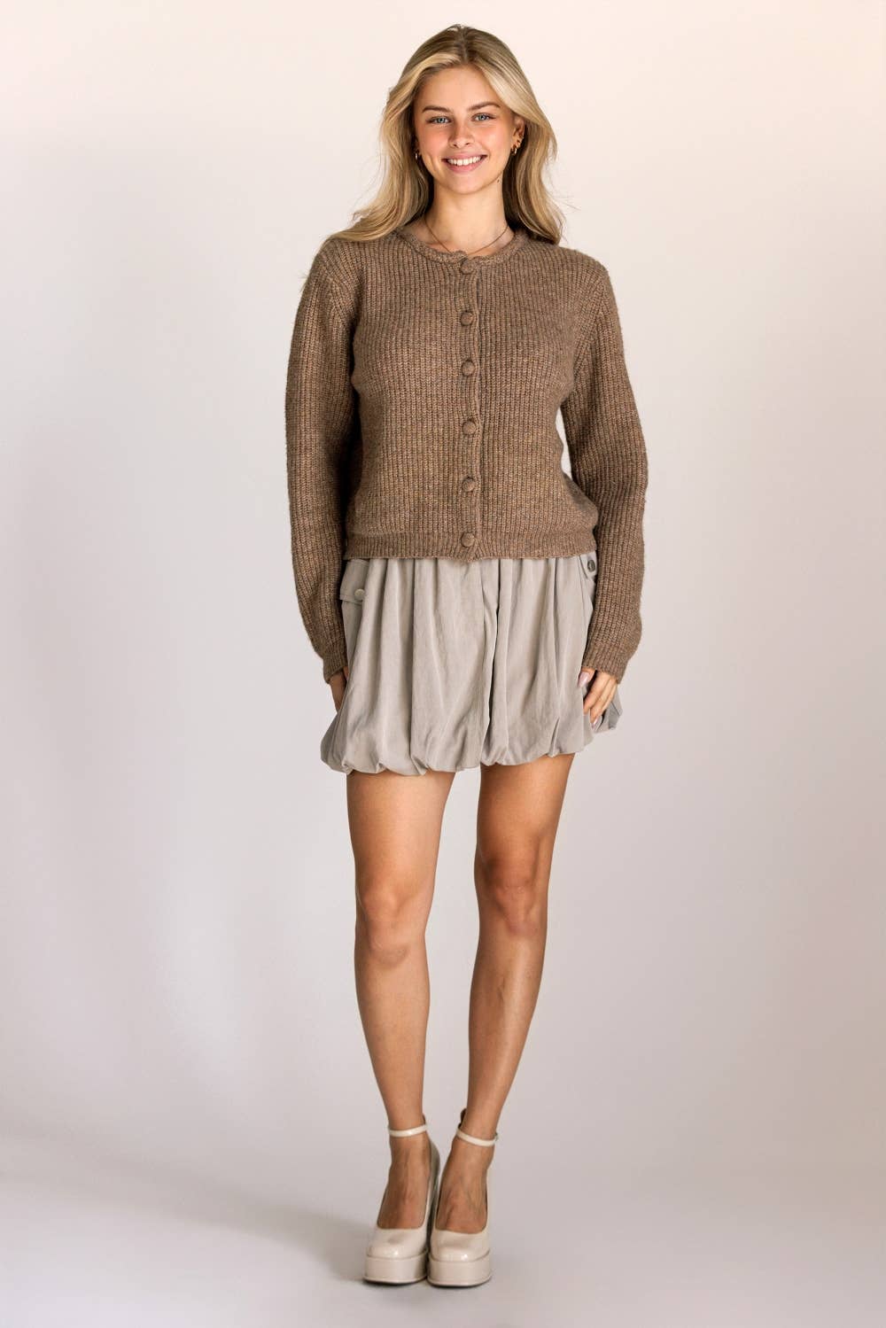 Fawn Textured Knit Cardigan