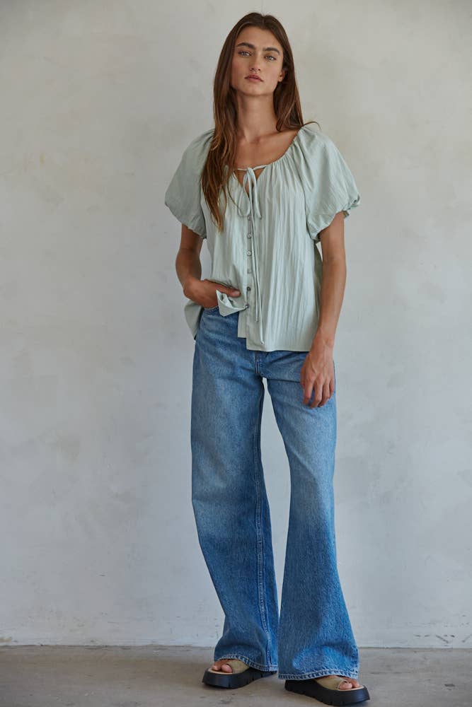 Sera Woven Cotton Nylon Top