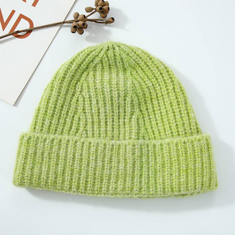 Coffee Simple Ribbed Cuffed Knit Beanie