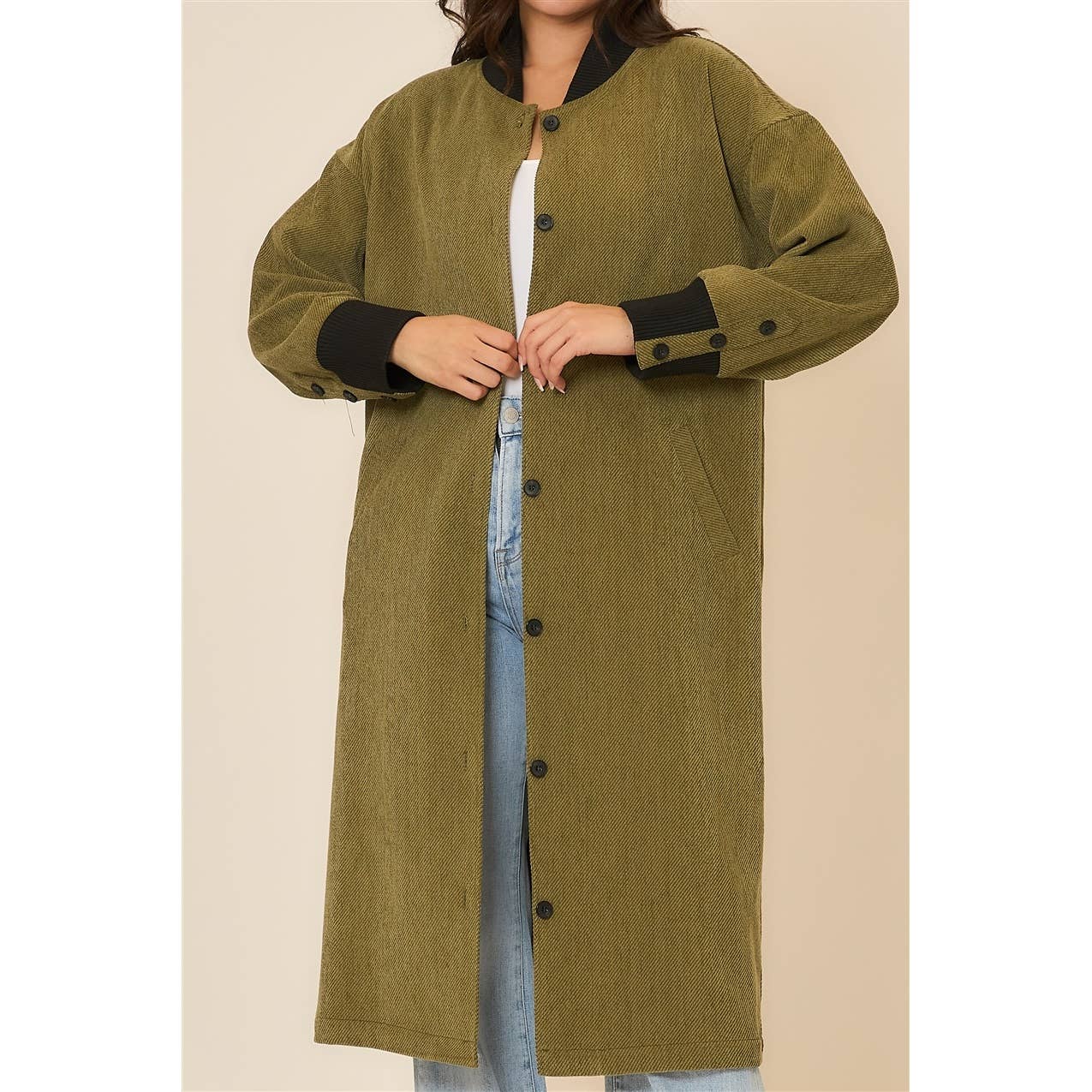 Joann Corduroy Button Up Long Coat