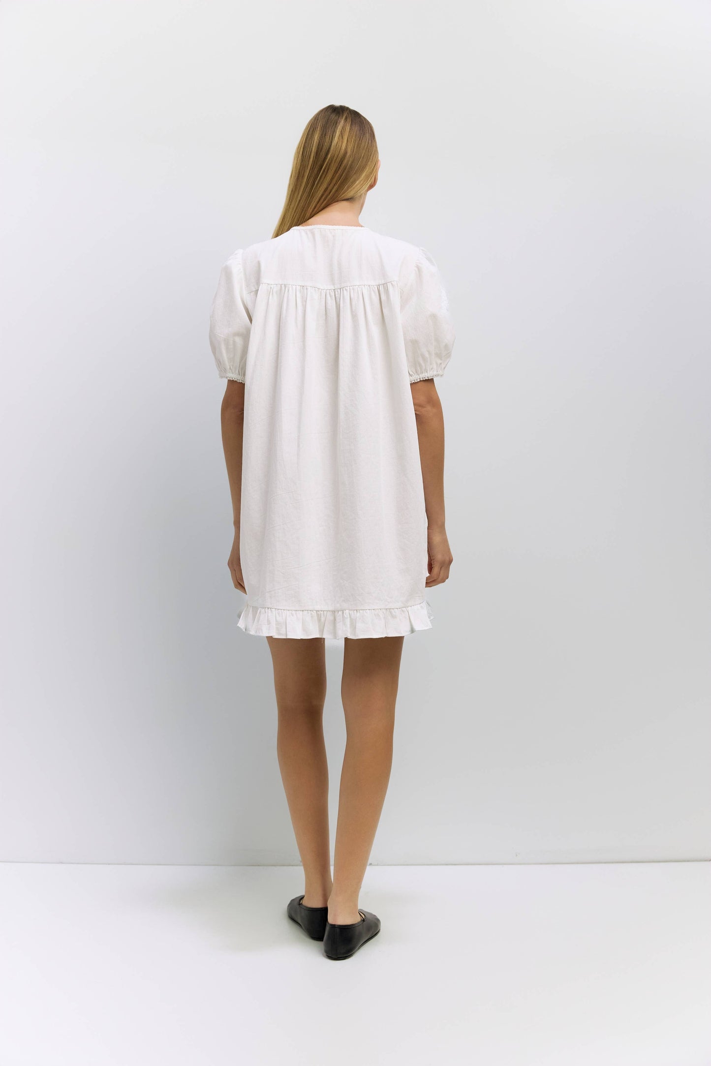 The Frankie Babydoll Ruffle Dress - White