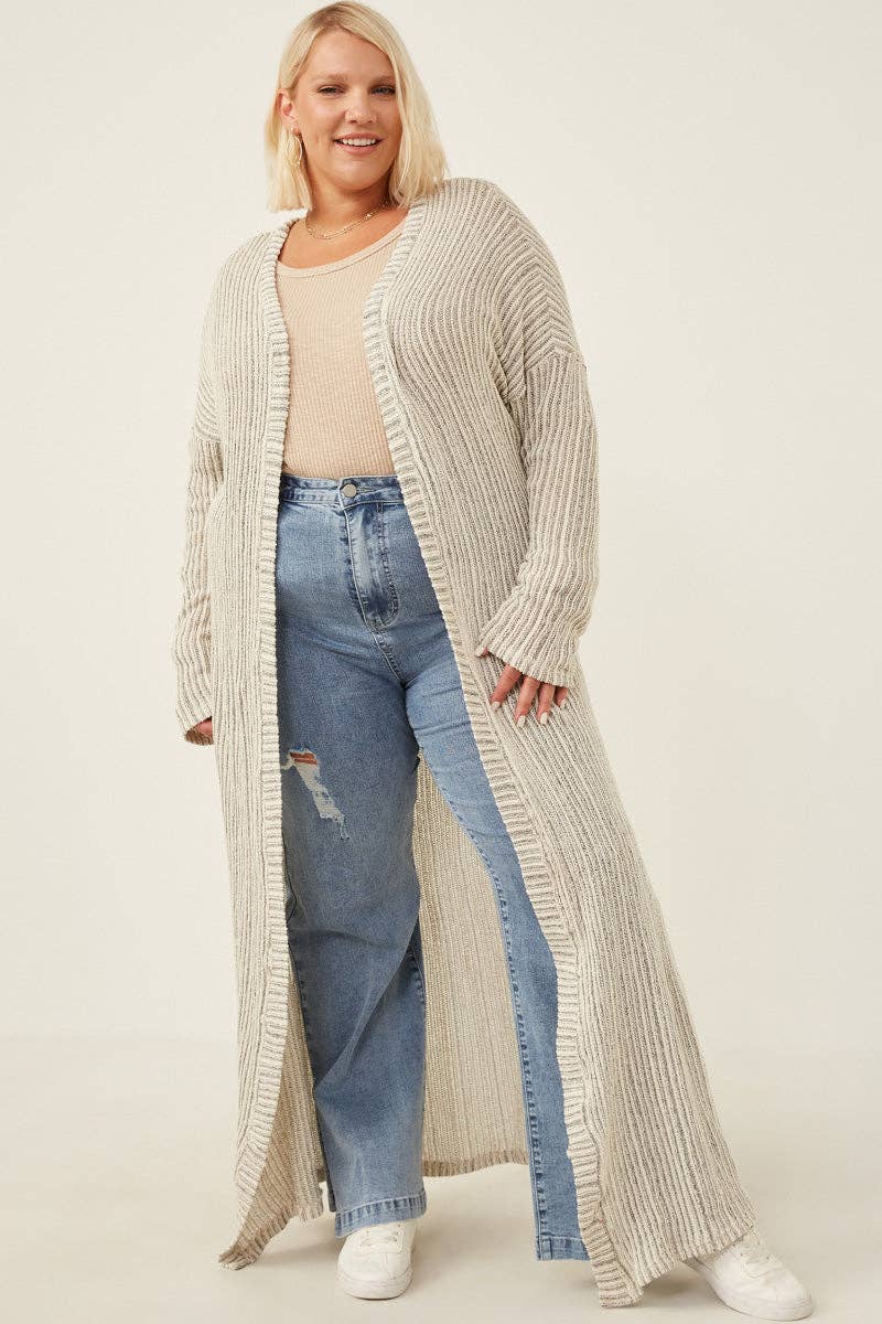 Sinclair Textured Stripe Loose Knit Duster