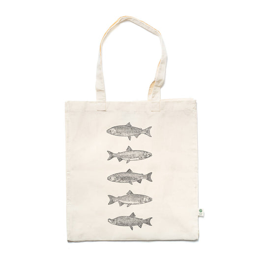 Salmon Species Printed Organic Cotton Tote Bag