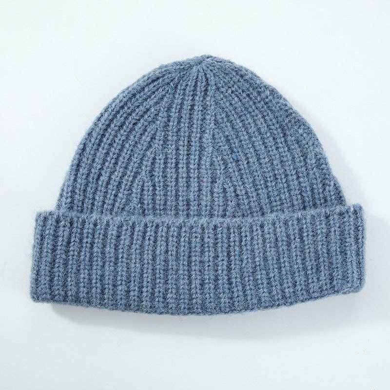 Coffee Simple Ribbed Cuffed Knit Beanie